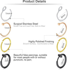 Mayhoop 16 Stk 20G 8mm Fake Nasenpiercings Edelstahl