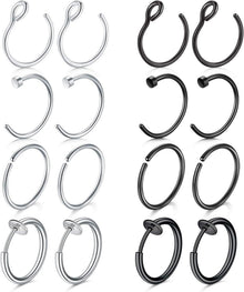 20G 8mm Fake Nasenring Edelstahl 16 Stk Piercings Set Nase Lippe Ohr