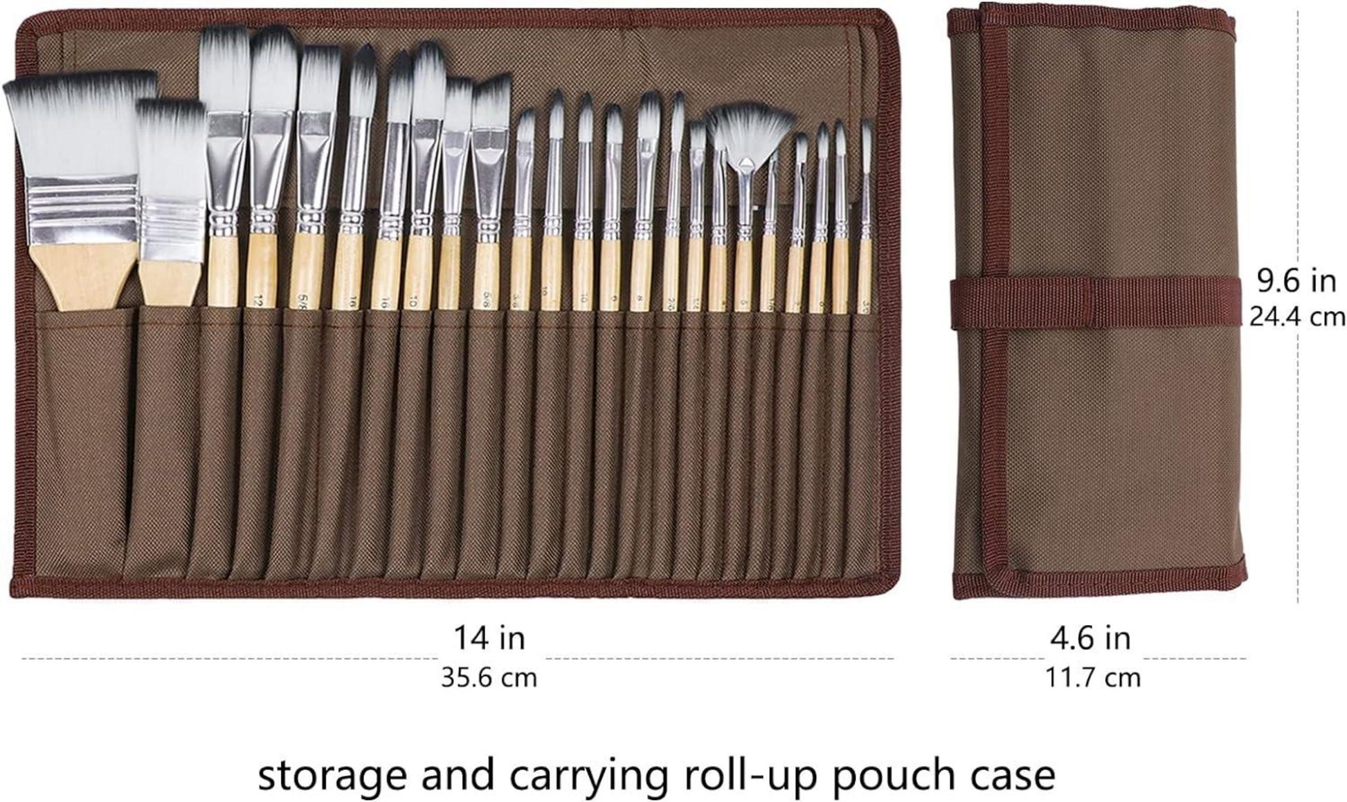 Artecho Pinselset Acrylfarben 24 Verschiedene Größen & Tasche