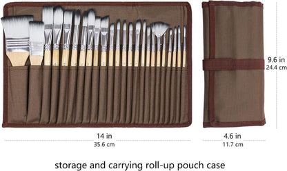 Artecho Pinselset Acrylfarben 24 Verschiedene Größen & Tasche
