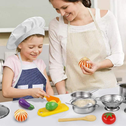 EFO SHM Kinderküche Zubehör Edelstahl Pfannenset Schürze