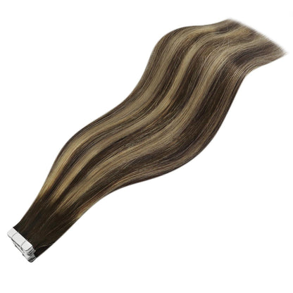 Echthaar Tape Extensions Ombre Braun Blond 55cm