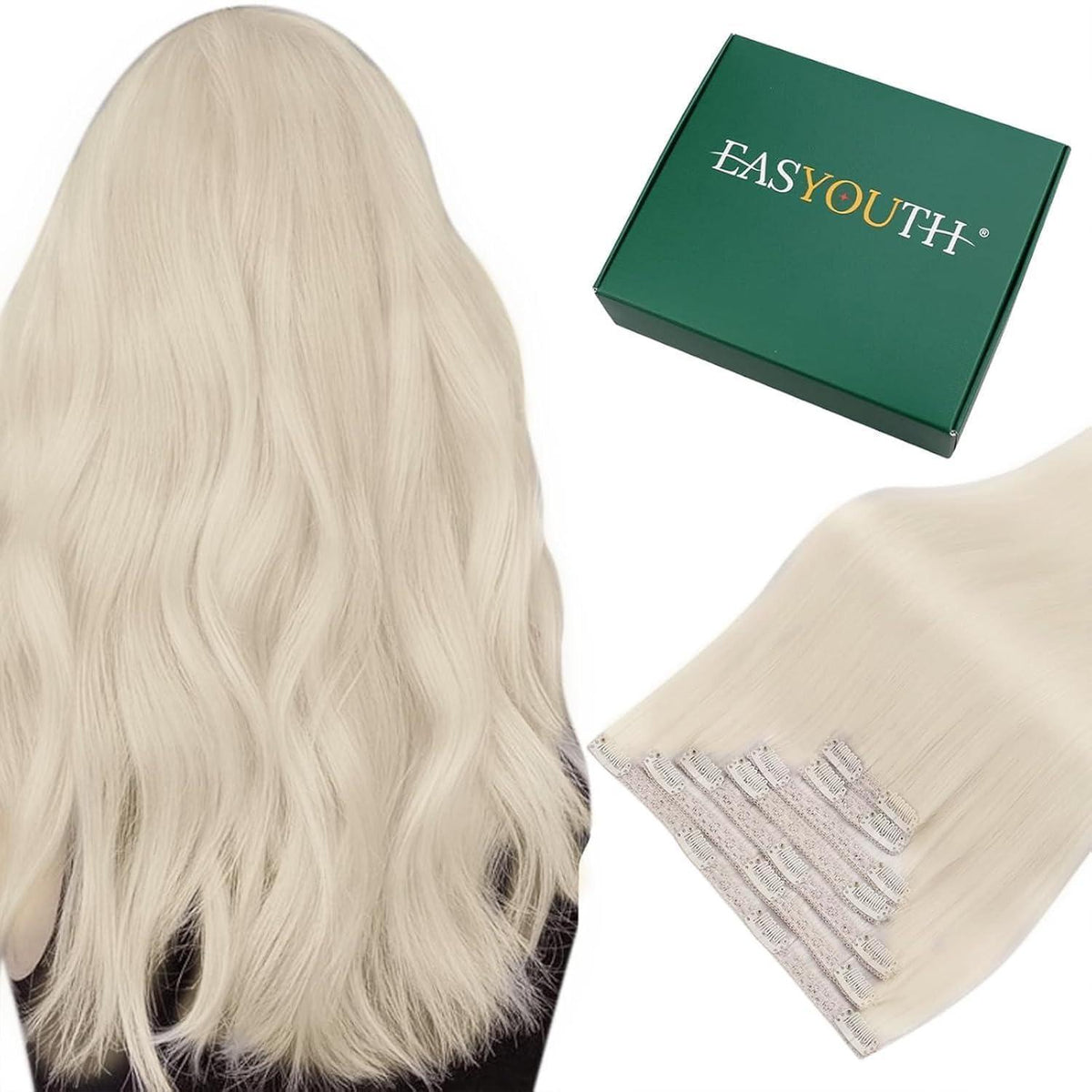 Blond Echthaar Clip-in Extensions – 45cm, 120g, #1000