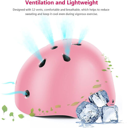 Kinder Schutzausrüstung Set 7-in-1 Helm & Protektoren Rosa