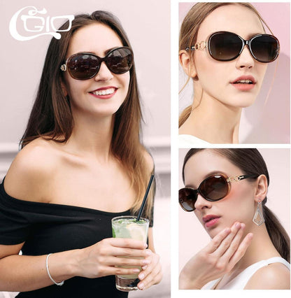 CGID Sonnenbrille Damen Polarisiert Vintage Oversize Brille