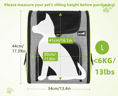 Pecute Hunderucksack Erweiterbar Faltbar Grau 34 * 27 * 44cm