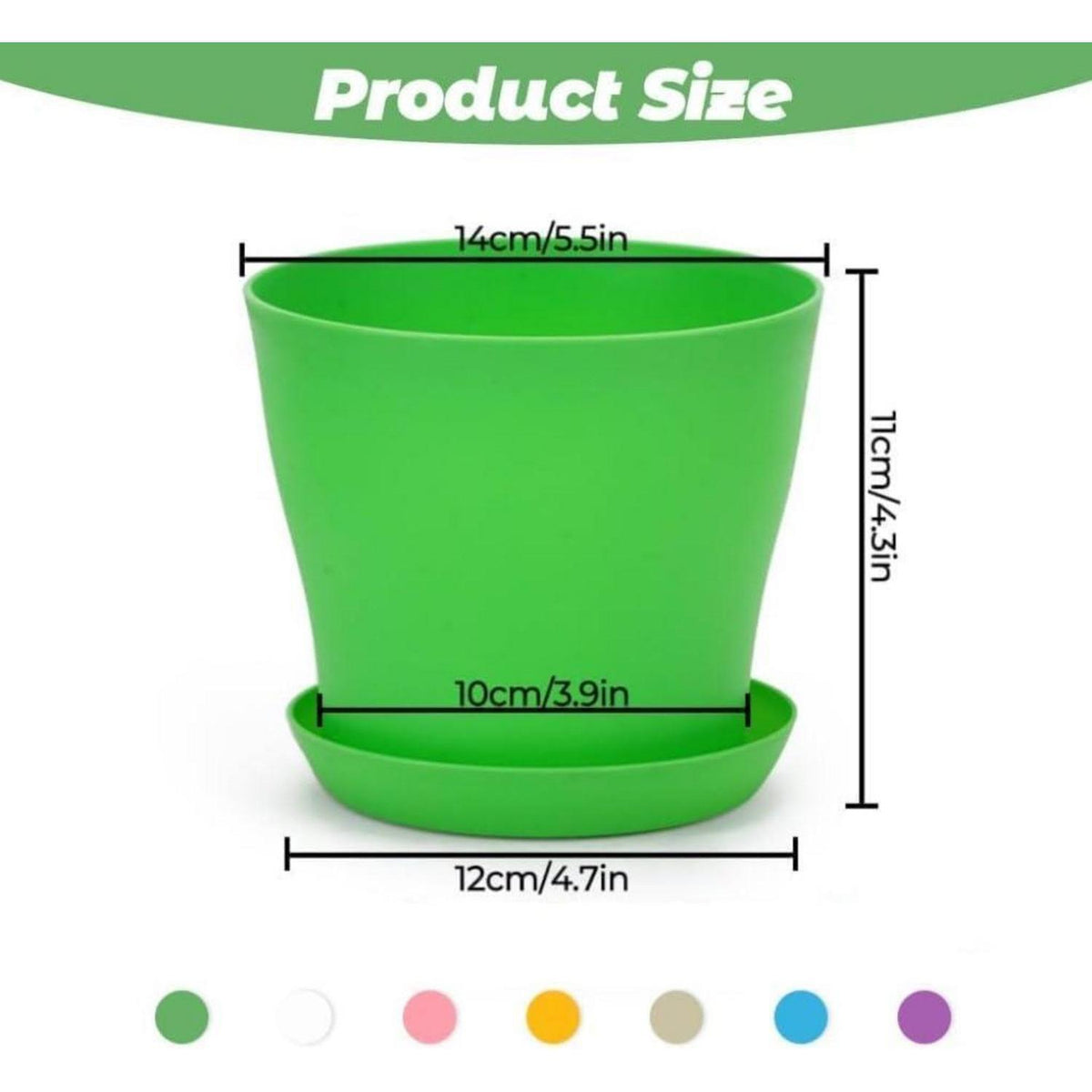 8 Bunte Kunststoff Blumentöpfe mit Schale – 14cm