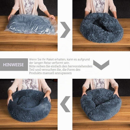 Flauschiges Hundebett Rund für Große Hunde - Hellgrau 120x120x20cm