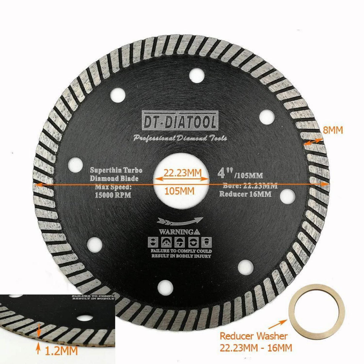 Diamant-Trennscheiben 10er-Set, 105mm, Superdünn für Fliesen & Stein
