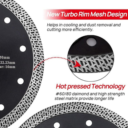 Diamant-Trennscheiben 5er-Set 180mm Mesh Turbo für Fliesen & Stein