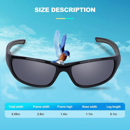 Polarisierte Sportsonnenbrille UV400 Schutz für Damen und Herren Schwarz