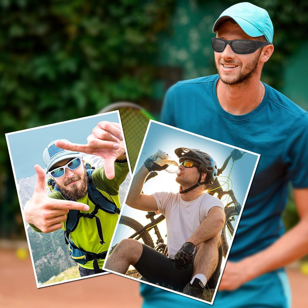 Polarisierte Sportsonnenbrille UV400 Schutz für Damen und Herren Schwarz