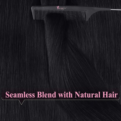 Echthaar Tape-in Extensions Schwarz 60cm - Haarverlängerung