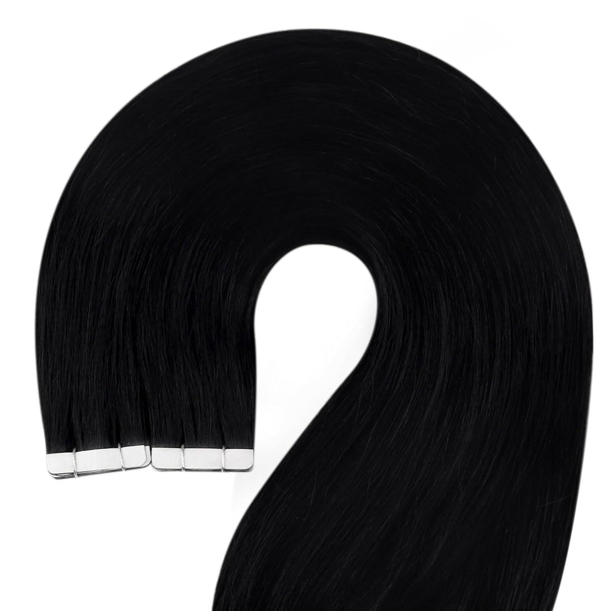 Echthaar Tape-in Extensions Schwarz 60cm - Haarverlängerung