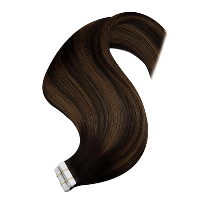 Echthaar Tape Extensions Ombre Braun 60cm