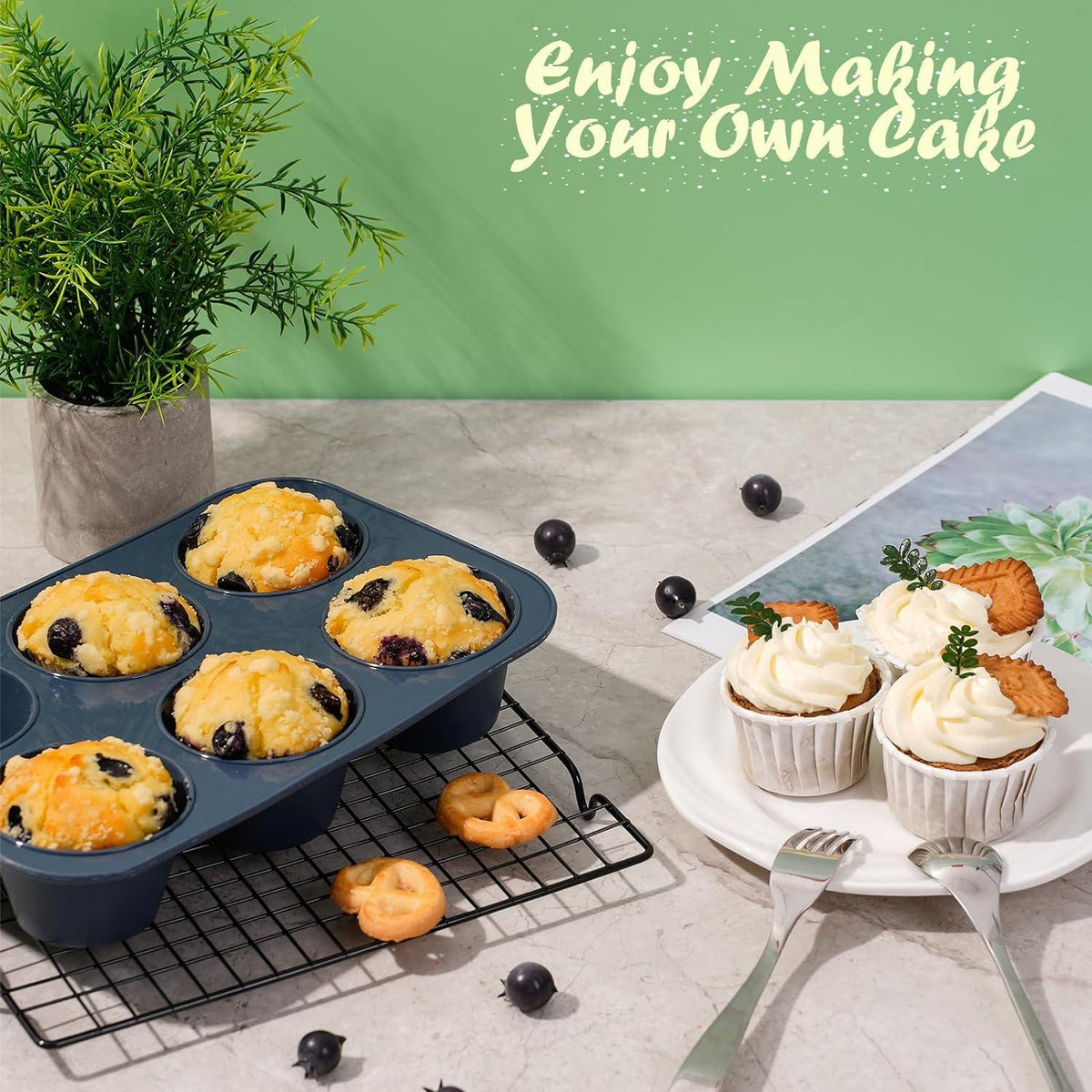 Große Muffinform aus Silikon für 6 Muffins Antihaft Backform
