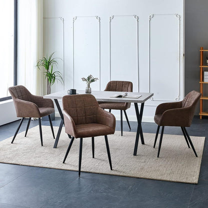 Esszimmerstühle Set 4er – Braun, Bequeme Polsterstühle in Lederoptik