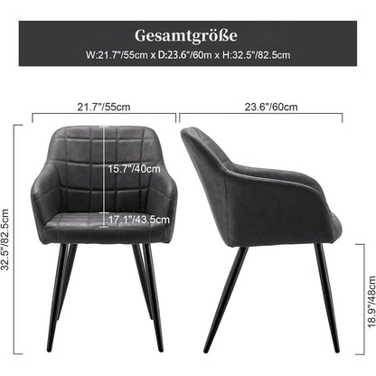Esszimmerstühle Set Dunkelgrau 4er Set in Lederoptik