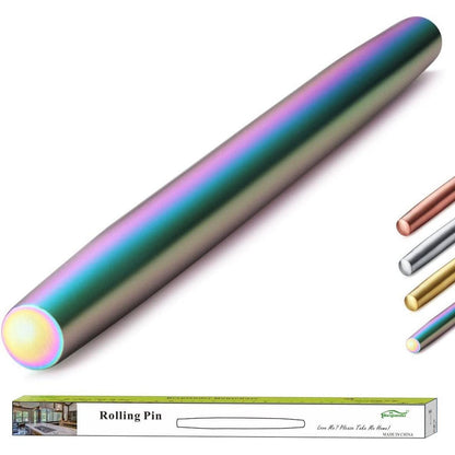 Teigroller Edelstahl 42cm mit Regenbogen Titanbeschichtung