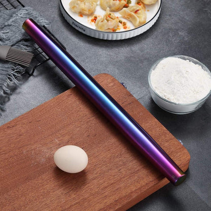 Teigroller Edelstahl 42cm mit Regenbogen Titanbeschichtung