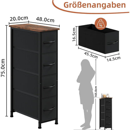 Somdot Kommode mit 4 Schubladen – Rustikales Braun