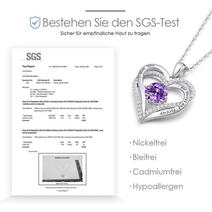 Herz Halskette 925 Sterling Silber Rosegold mit Zirkonia Geburtsstein