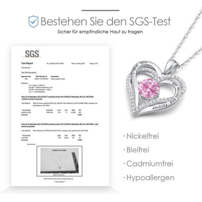 Sterling Silber Herz Halskette mit Zirkonia und Geburtsstein