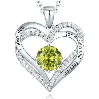 Herz Halskette 925 Sterling Silber Rosegold mit Zirkonia & Geburtsstein