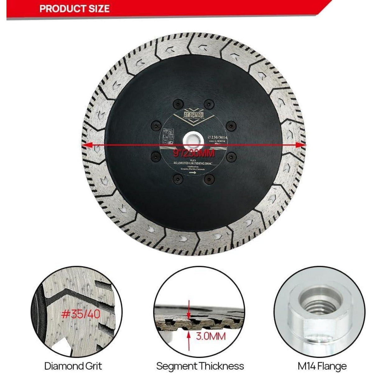 Diamant Trennscheibe 230mm M14 für Beton Granit Marmor 2 Stück