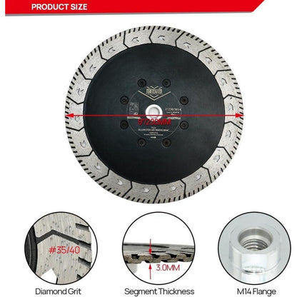 Diamant Trennscheibe 230mm M14 für Beton Granit Marmor 2 Stück
