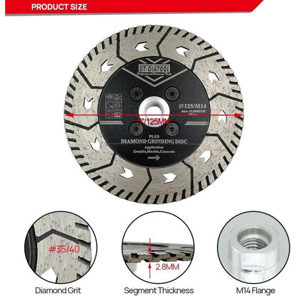 Diamant Trennscheiben 5er Set 125mm M14 für Stein Beton Granit