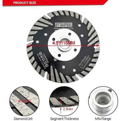 Diamant Trennscheiben 5er Set 115mm M14 Turbo für Beton Granit