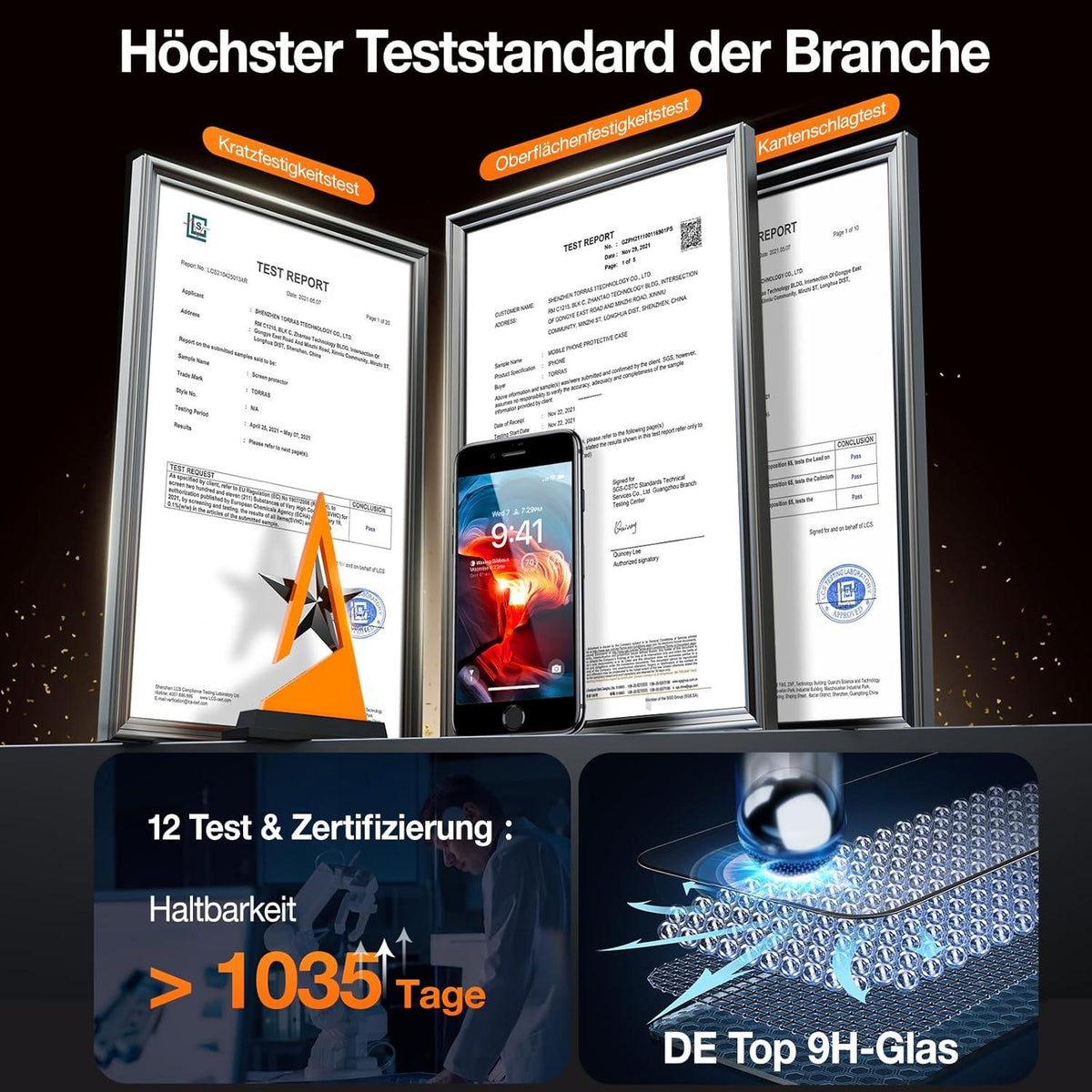 Panzerglas Full Screen Schutz 2 Stück für iPhone SE 2022/2020