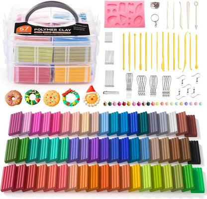 57-teiliges Polymer Clay Modellierset mit Zubehör und Werkzeugen