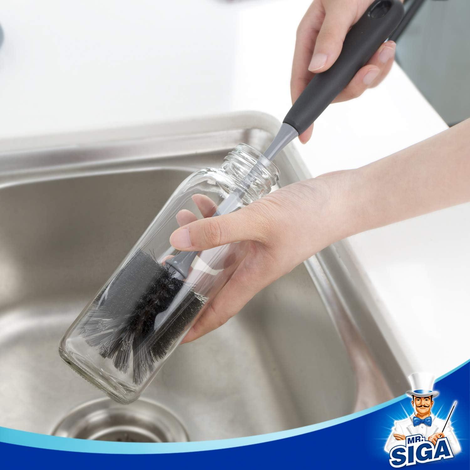 Langgriff-Flaschenbürste Gläserbürste für Wasserflasche Glaswaren 2er Set