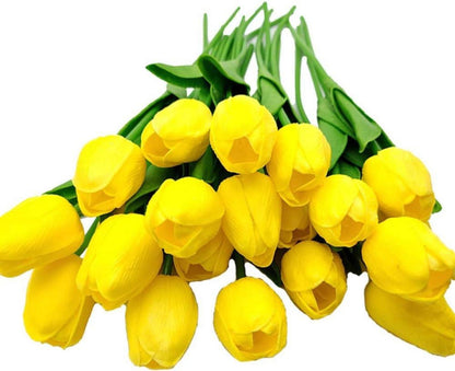 Künstliche Tulpen Hochzeitssträuße Gelb 20 Stück PU Blumen