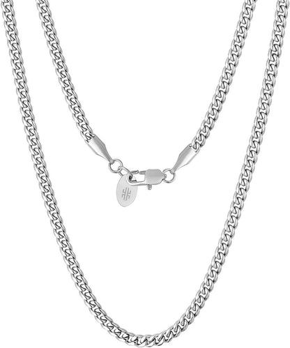 KRKC&CO Herren Panzerkette 18K Gold Vergoldet 3mm Cuban Link Chain