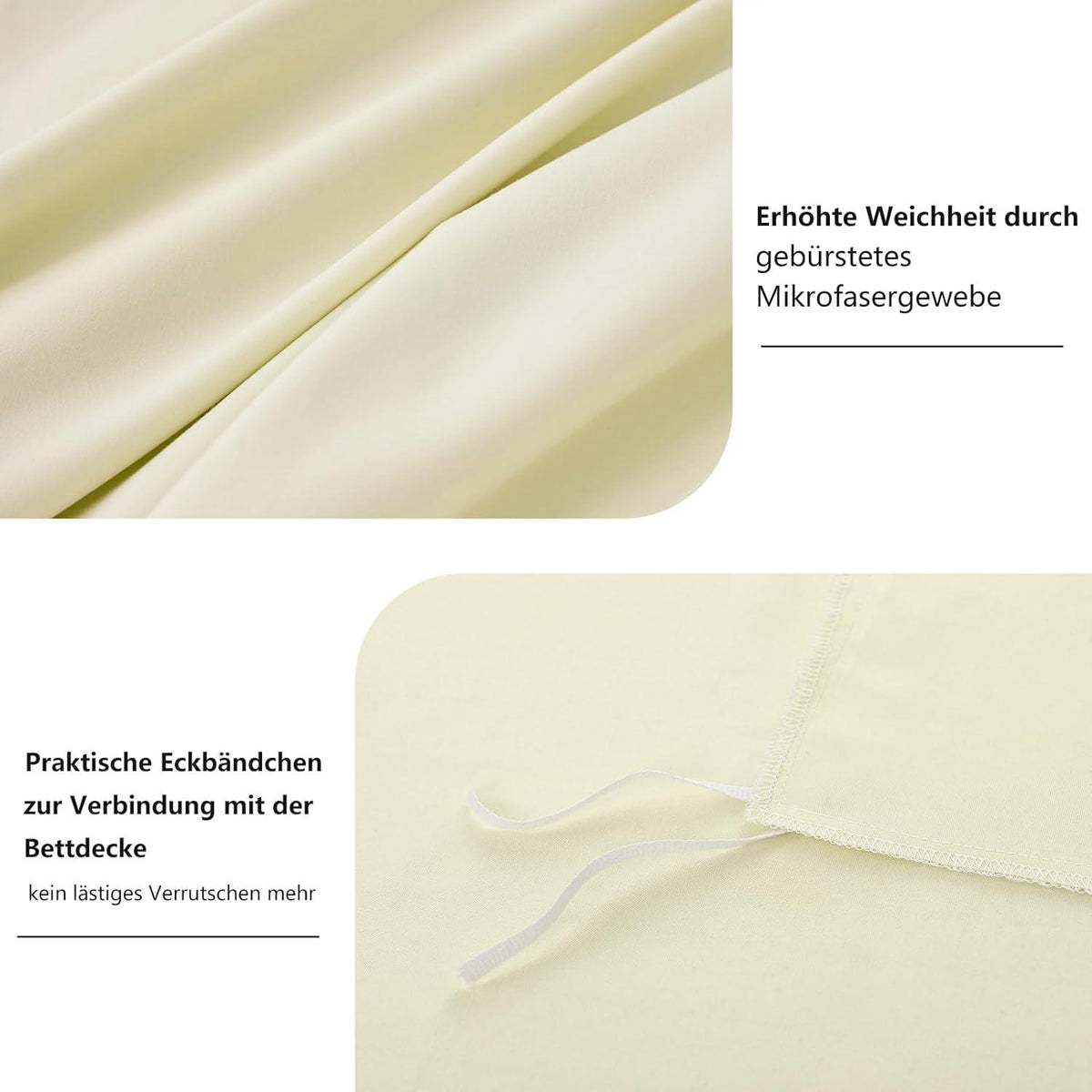 Bettwäsche Set 220x240 Gelb Mikrofaser Reißverschluss