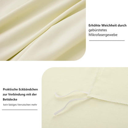 Bettwäsche Set 220x240 Gelb Mikrofaser Reißverschluss