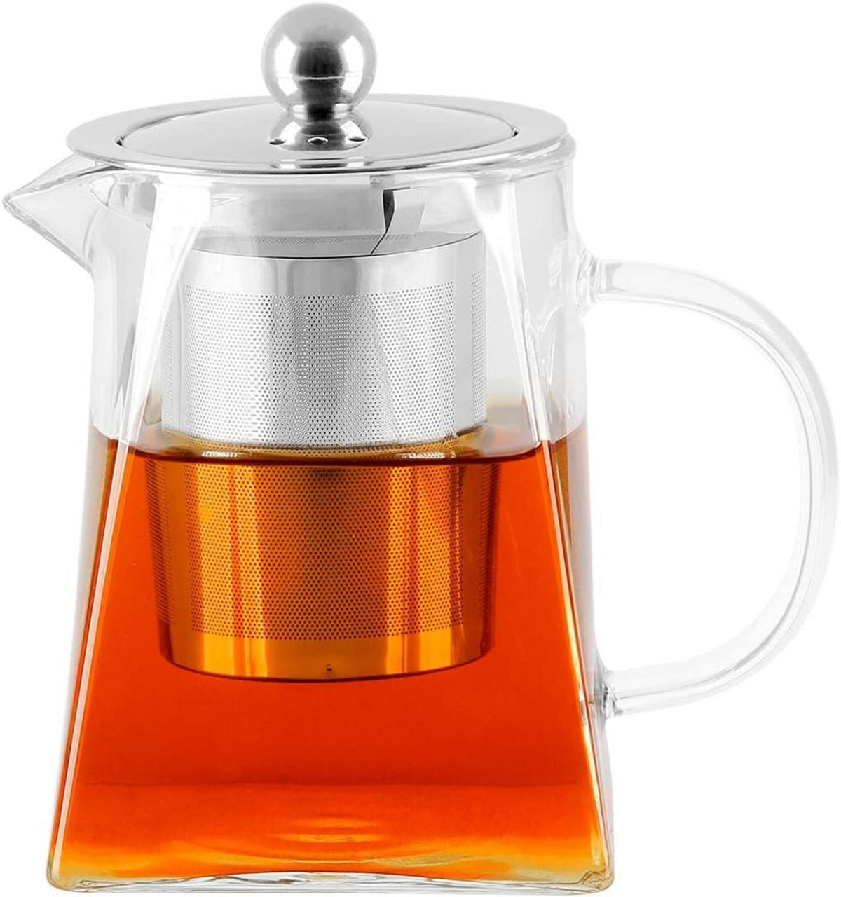 Teekanne Glas mit Siebeinsatz 500ml, Borosilikatglas, Edelstahlfilter, hitzebeständig