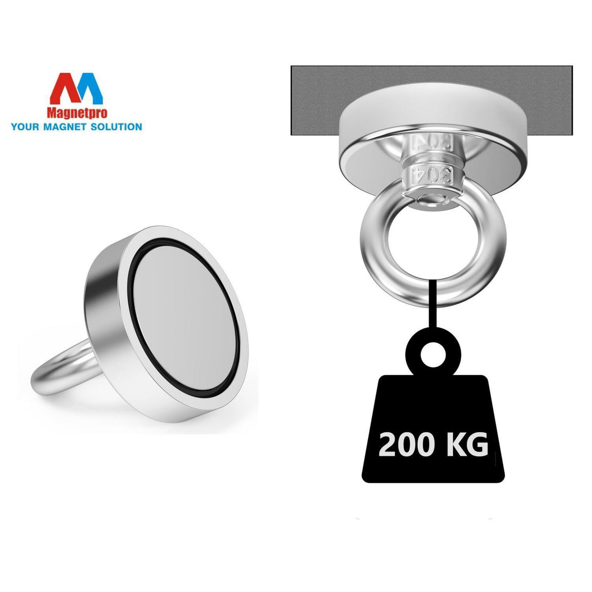 Super Starker Neodym Angelmagnet 200 KG Zugkraft 60mm