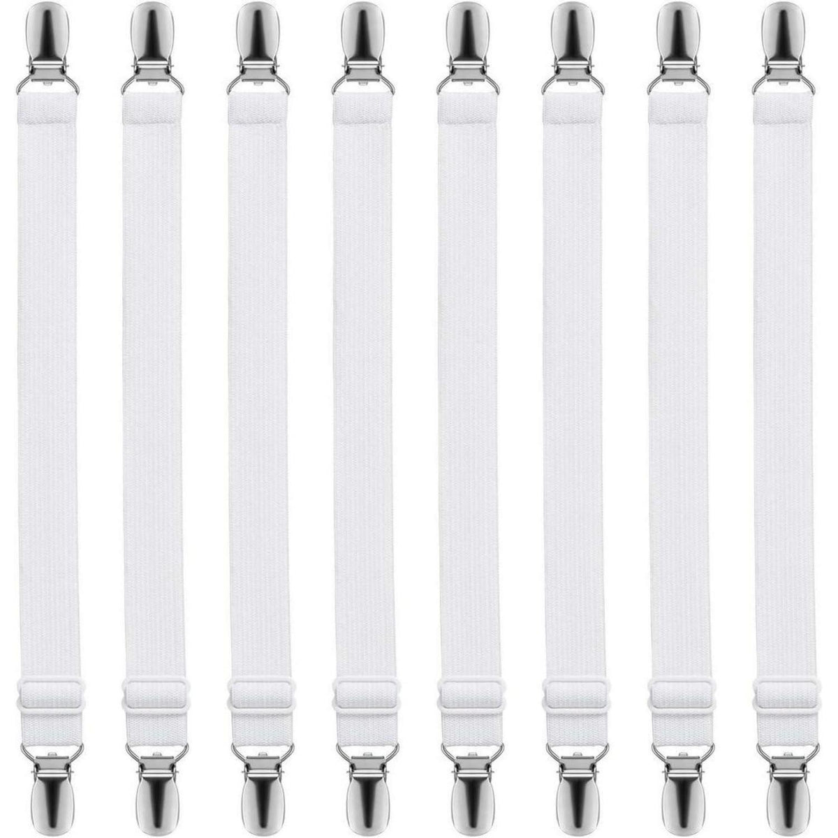 8x Verstellbare Betttuchspanner für Bettlaken & Co.