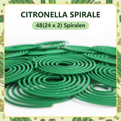Citronella Räucherspiralen für Innen & Außen, 48 Stück