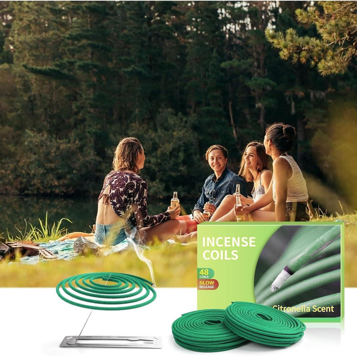 Citronella Räucherspiralen für Innen & Außen, 48 Stück