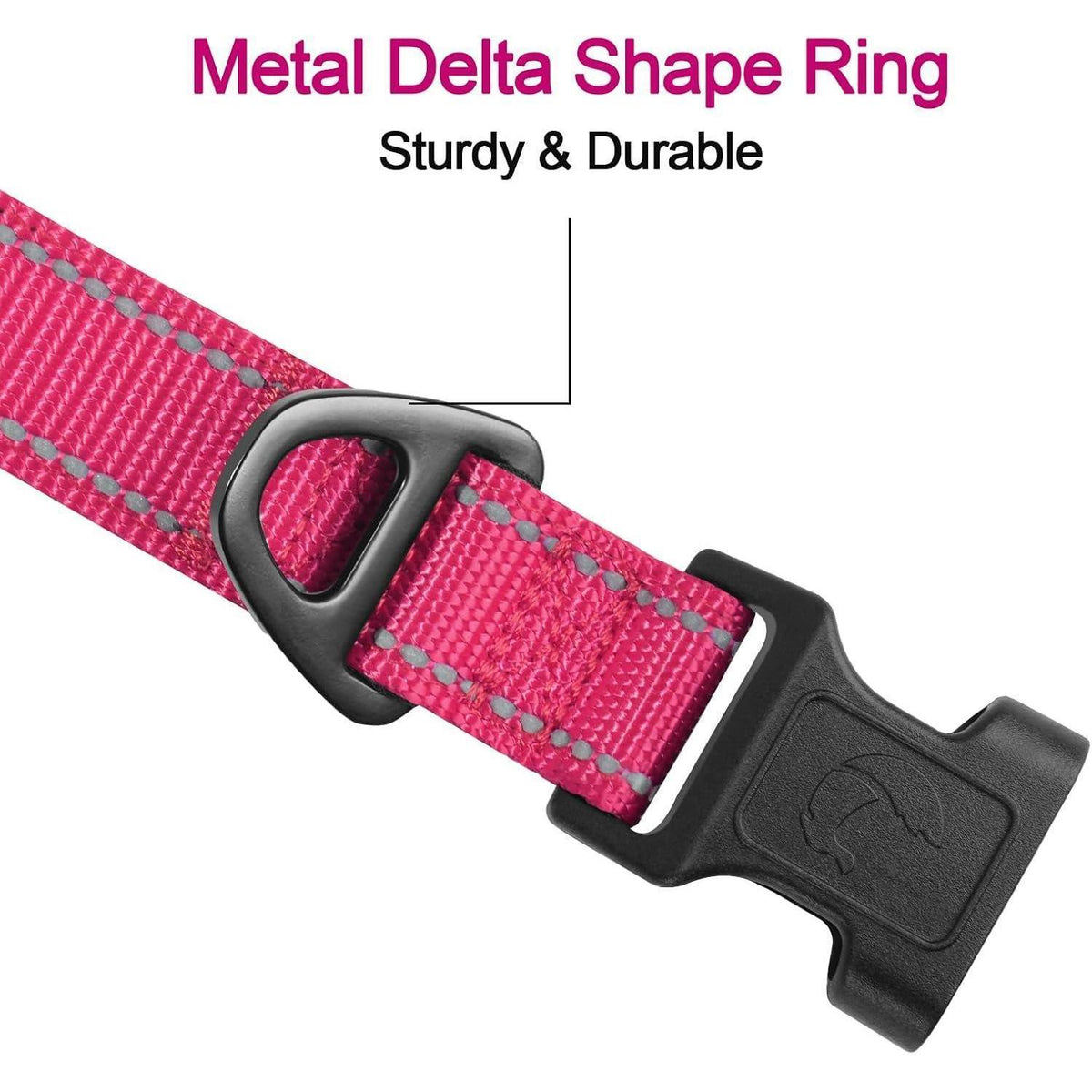 Gepolstertes Hundehalsband Neopren Nylon Reflektierend Verstellbar Hotpink S