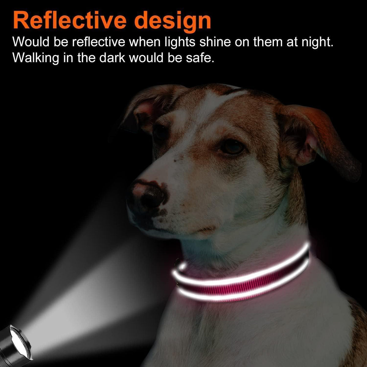 Gepolstertes Hundehalsband Neopren Nylon Reflektierend Verstellbar Hotpink S