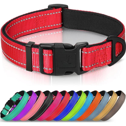 Joytale Gepolstertes Hundehalsband aus Neopren Nylon Rot M