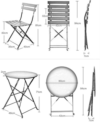 Bistro Set 3tlg. Gartenmöbel Premium Stahl Klappbar Hof Balkonmöbel Blau