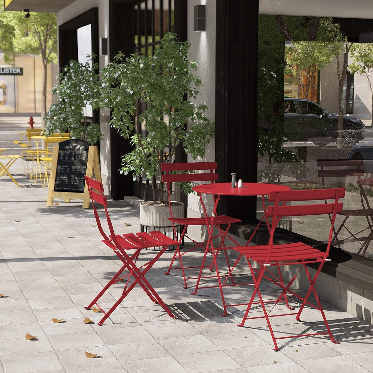 3-teiliges Grand patio Bistro Set Premium Stahl Klappbar Rot