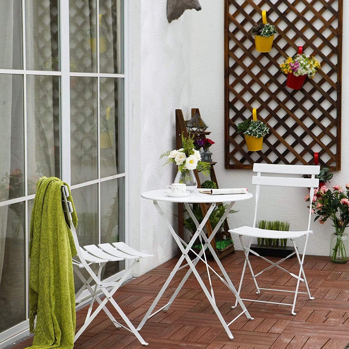 Gartenmöbel Set 3-teilig Stahl Klappbar